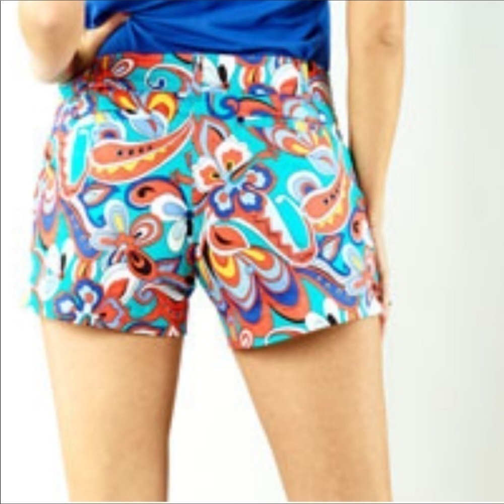 Tracy Negoshian Flowy Flower Turquoise Penny Shorts NWT